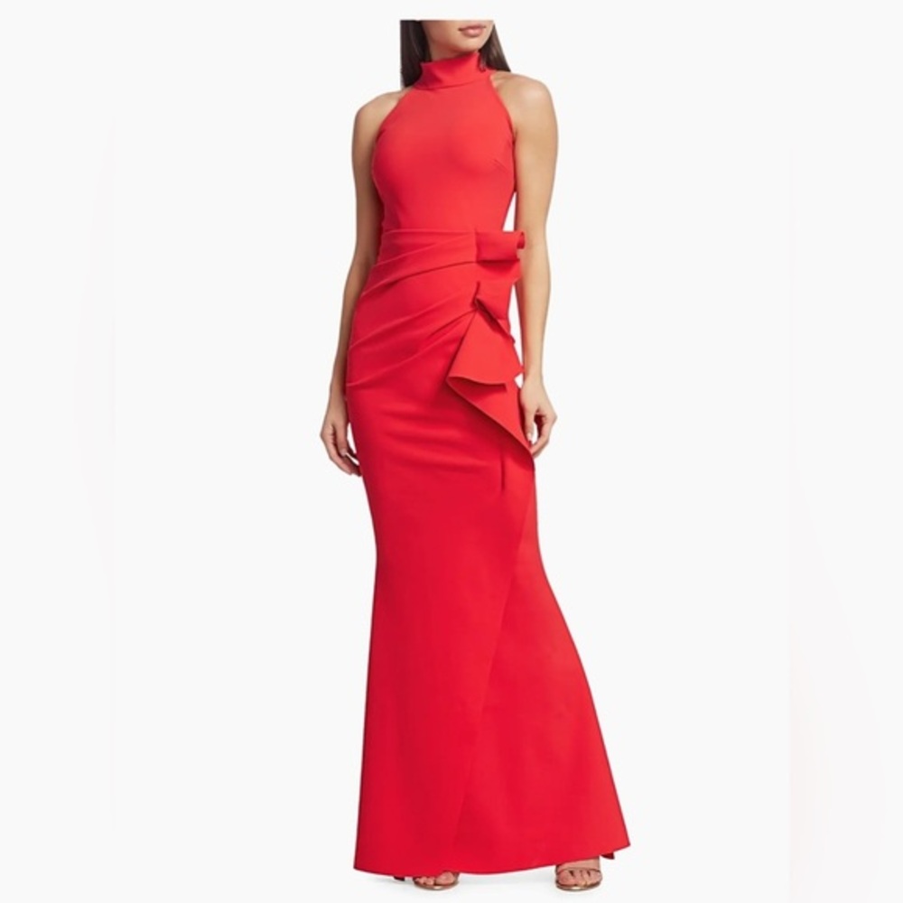 Chiara Boni La Petite Robe Gudrum Halter Ruffle Gown Size 12
